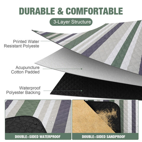 G GOOD GAIN waterproof sandproof backing keeps moisture and sand away.