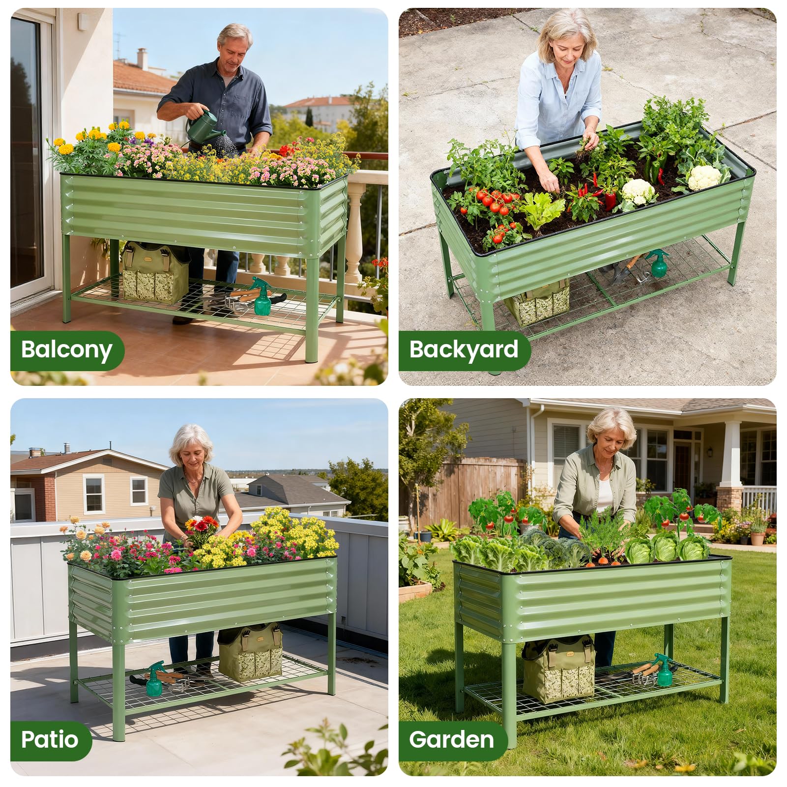 G GOOD GAIN wide garden bed setup suits vegetables, herbs, and flowers.