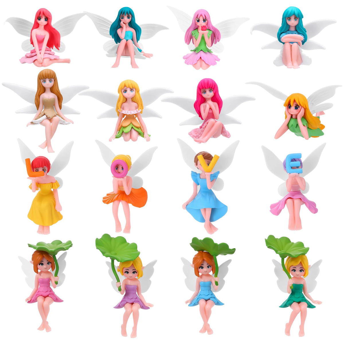 GGSTDDUP 16-piece miniature fairy figures for garden displays with whimsical charm.