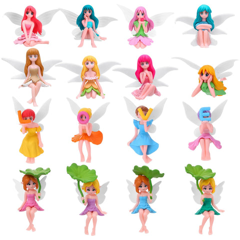 GGSTDDUP 16-piece miniature fairy figures for garden displays with whimsical charm.