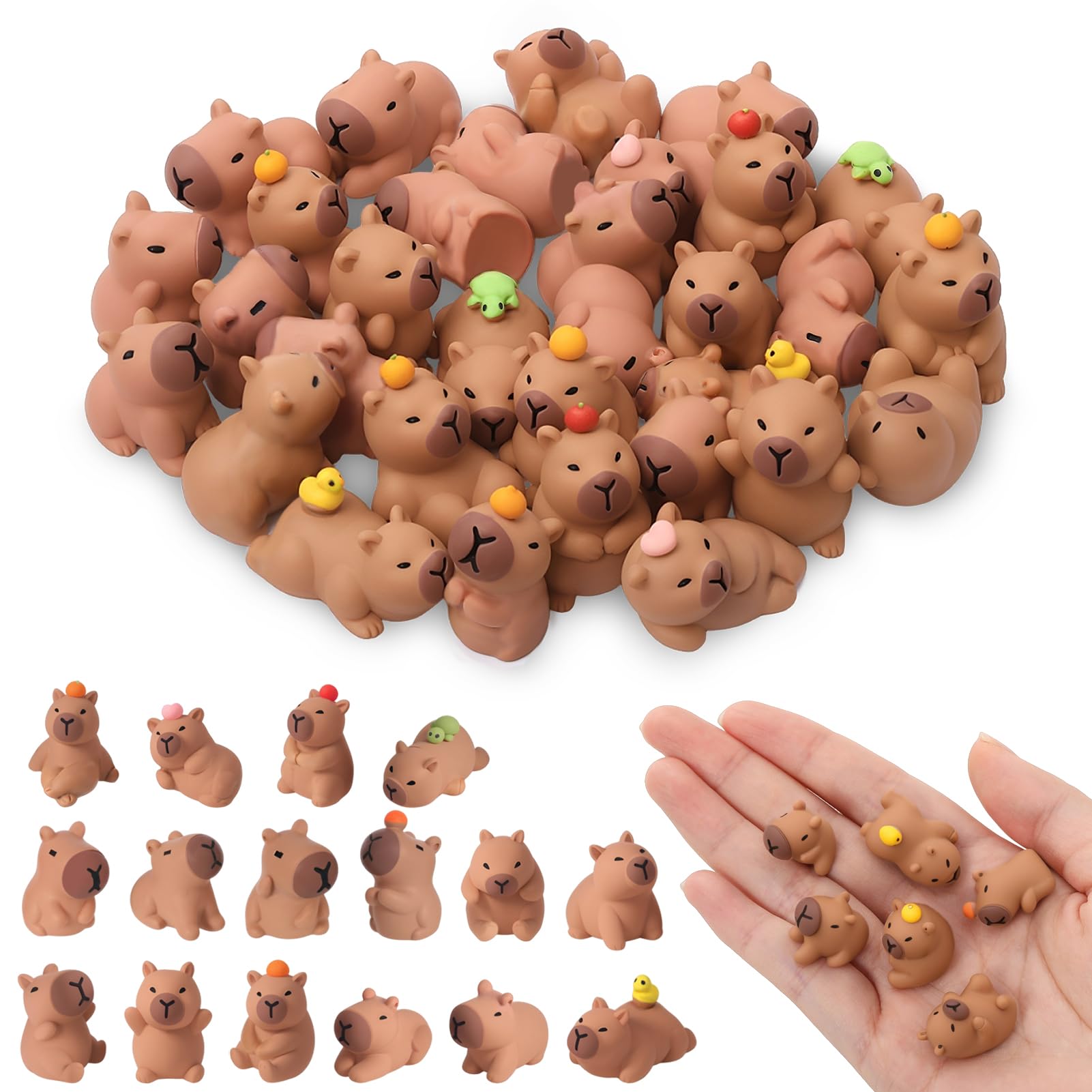 GGSTDDUP capybara figurine collection: 32-piece set for versatile dollhouse and garden scenes.