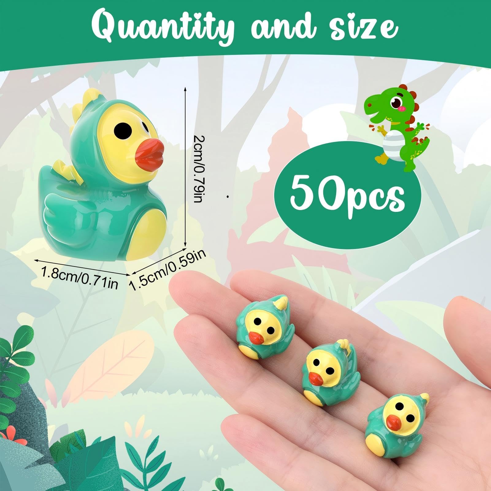 GGSTDDUP dinosaur ducks close-up pattern highlights bright resin finish for display.