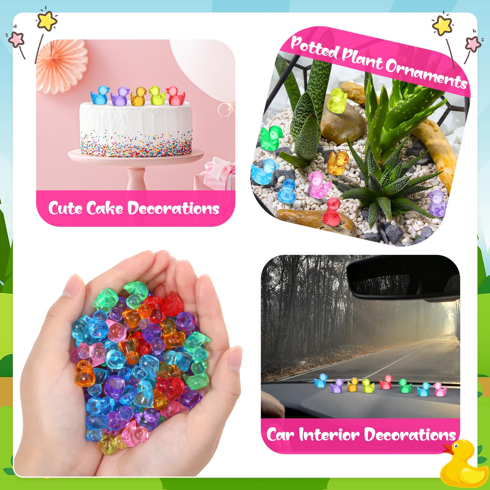 GGSTDDUP multicolor ducks brighten fairy gardens and windowsill displays.