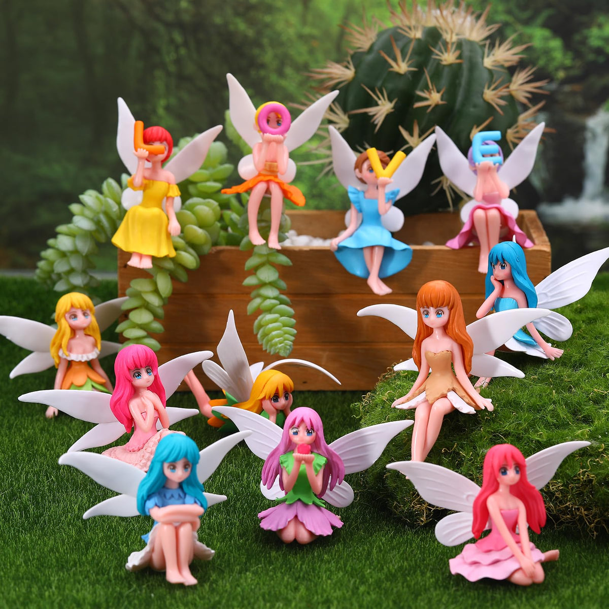 GGSTDDUP fairy figurines with detailed wings enhance garden displays.