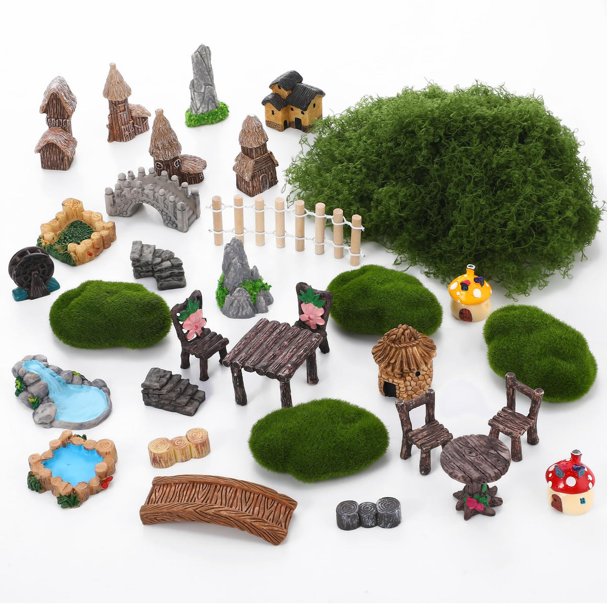 GGSTDDUP fairy garden complete set with 25 pieces for instant enchanting scenes