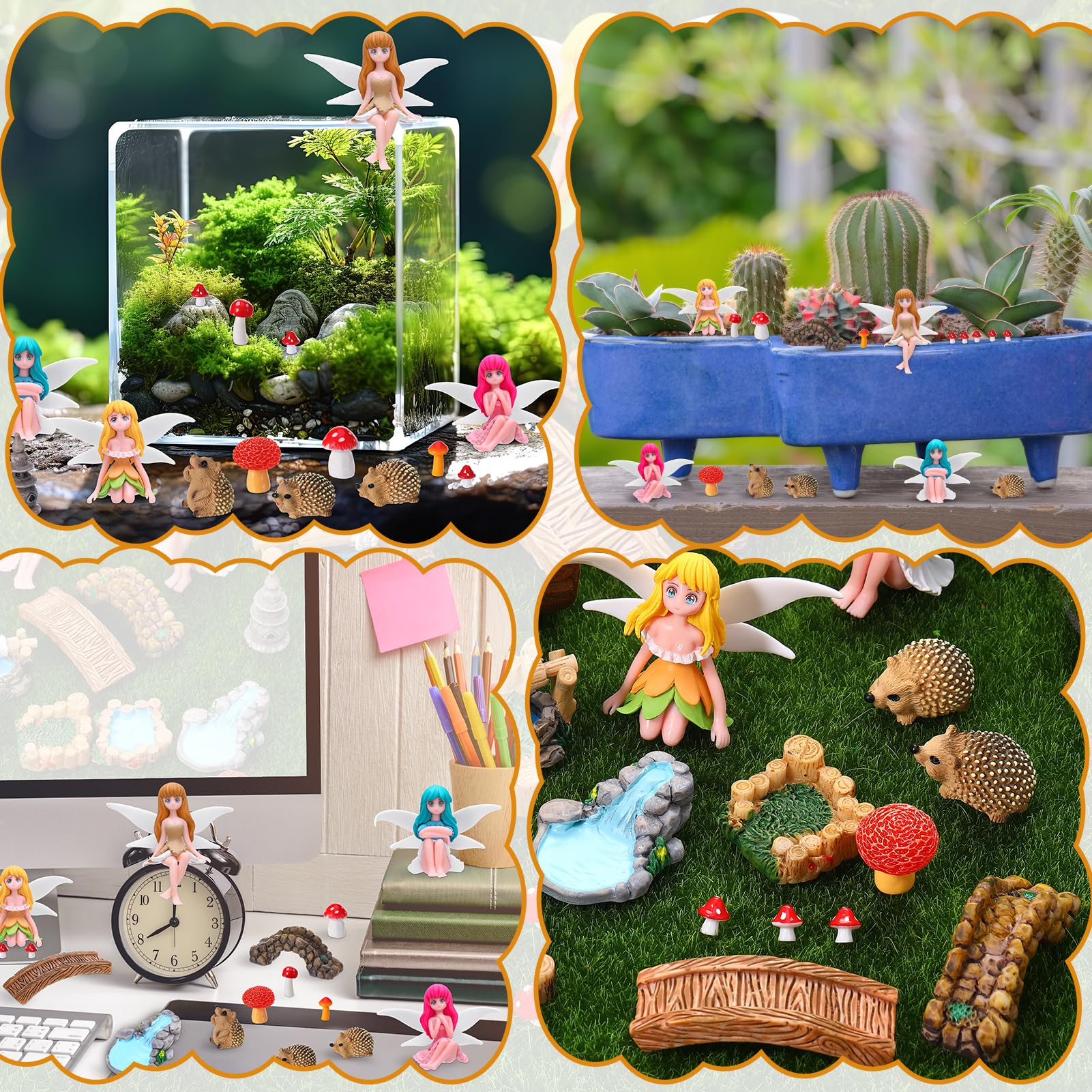 GGSTDDUP garden accessories set enhances dollhouse and terrarium displays.
