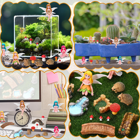 GGSTDDUP garden accessories set enhances dollhouse and terrarium displays.