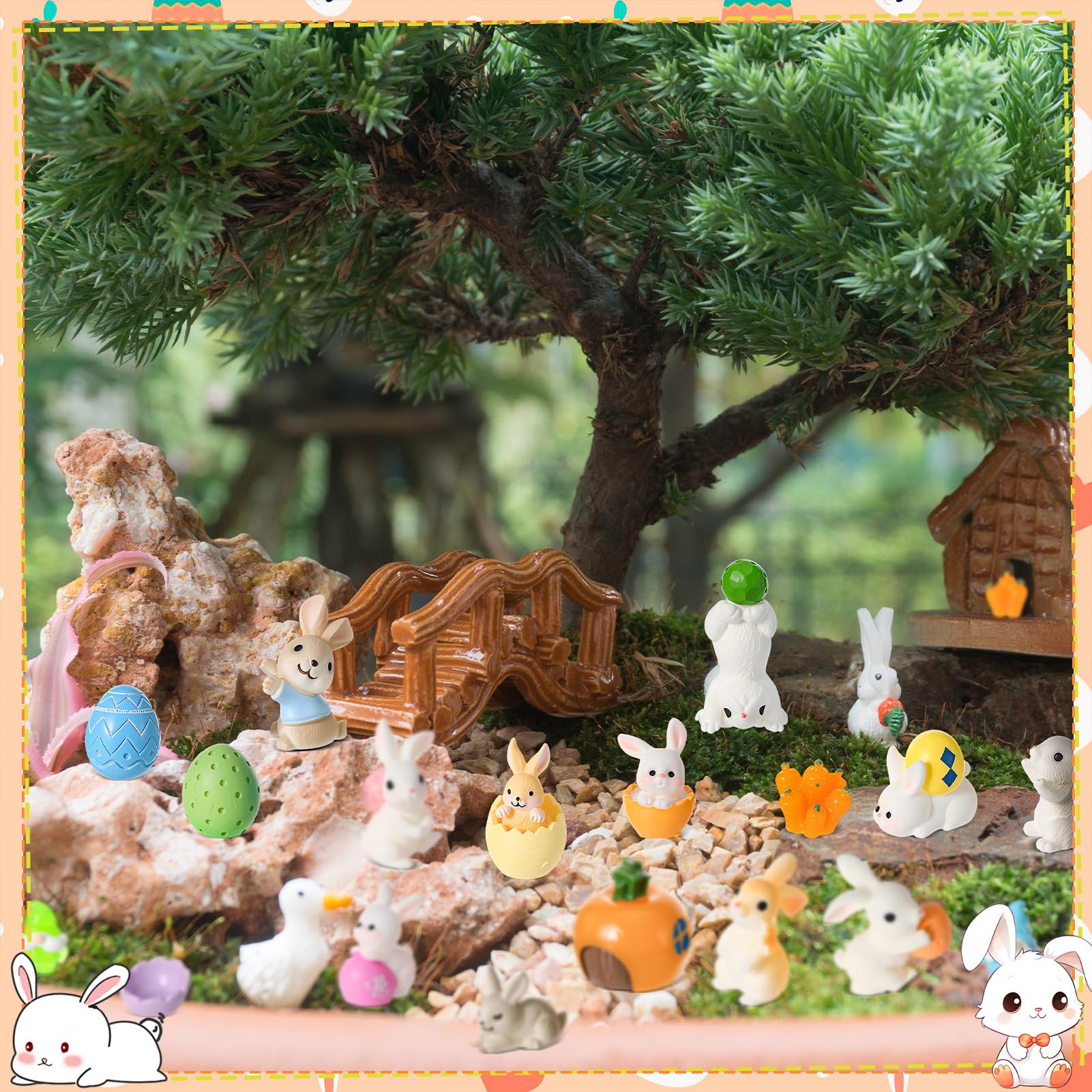 GGSTDDUP garden bunny figurine suits fairy garden setups