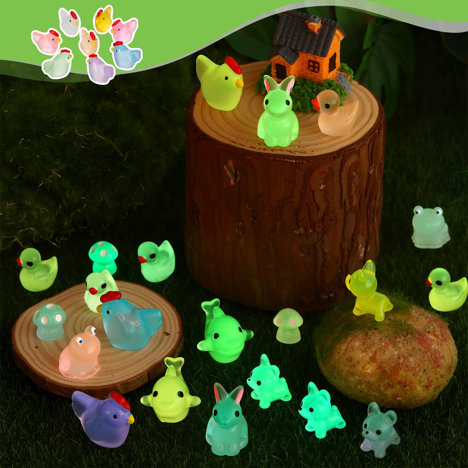 GGSTDDUP glow mini chicken figures for tiny diorama uses