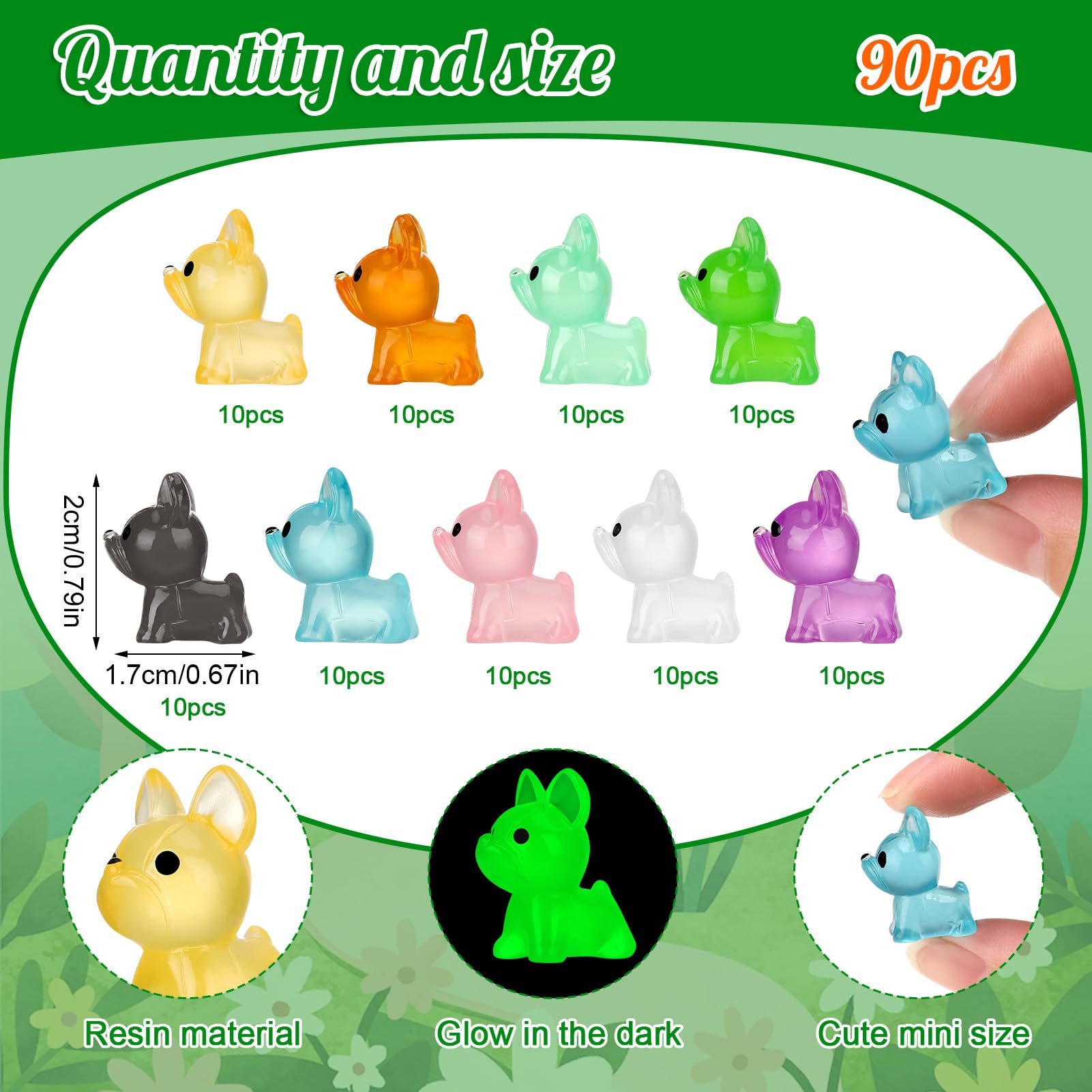 GGSTDDUP glow mini dog figures glow in the dark after sun exposure
