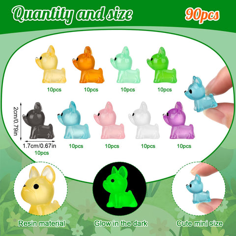 GGSTDDUP glow mini dog figures glow in the dark after sun exposure