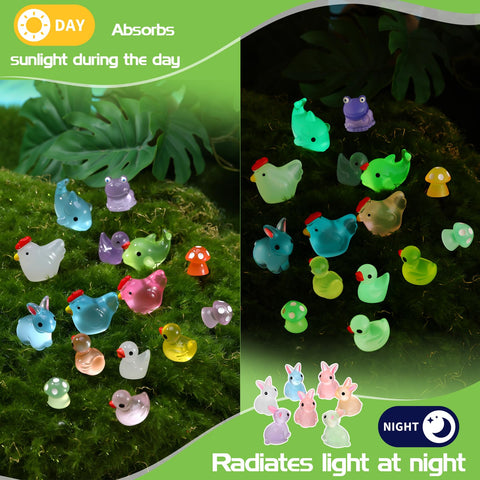 GGSTDDUP glow rabbit figures for charming miniature scenes at night