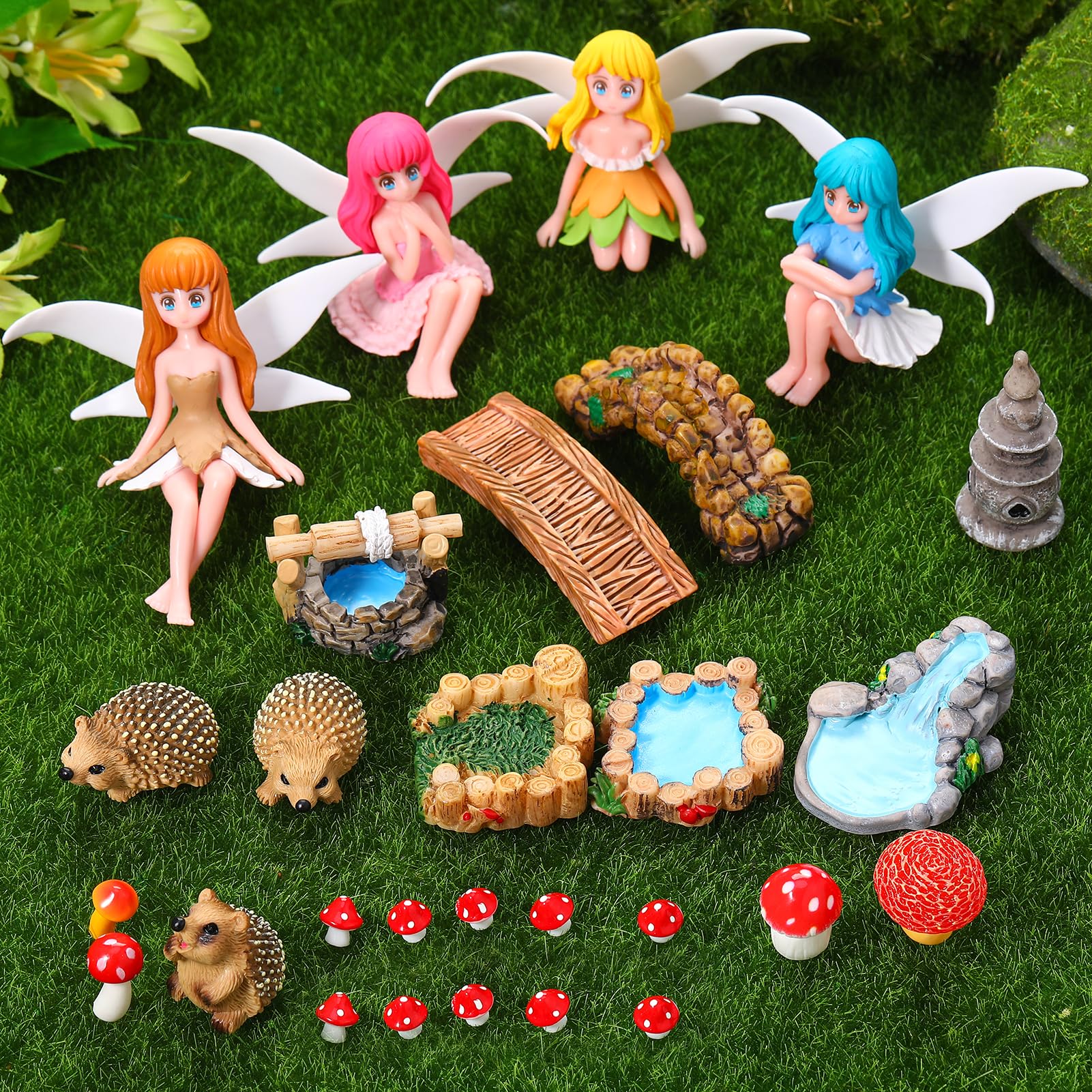 GGSTDDUP hedgehog miniatures add charm to outdoor fairy scenes.
