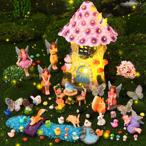 GGSTDDUP light-up tree house enhances your fairy garden with ambient nighttime glow