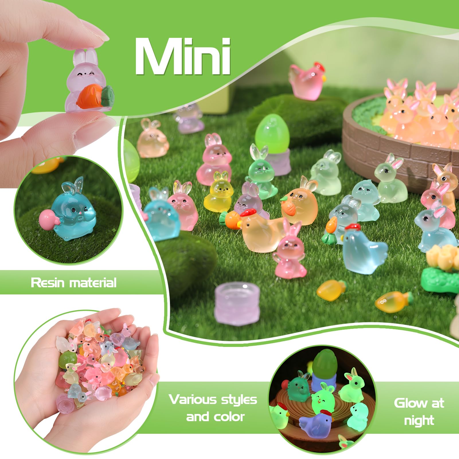 GGSTDDUP glowing chicken figurines enhance DIY scenes and charming terrarium decor.