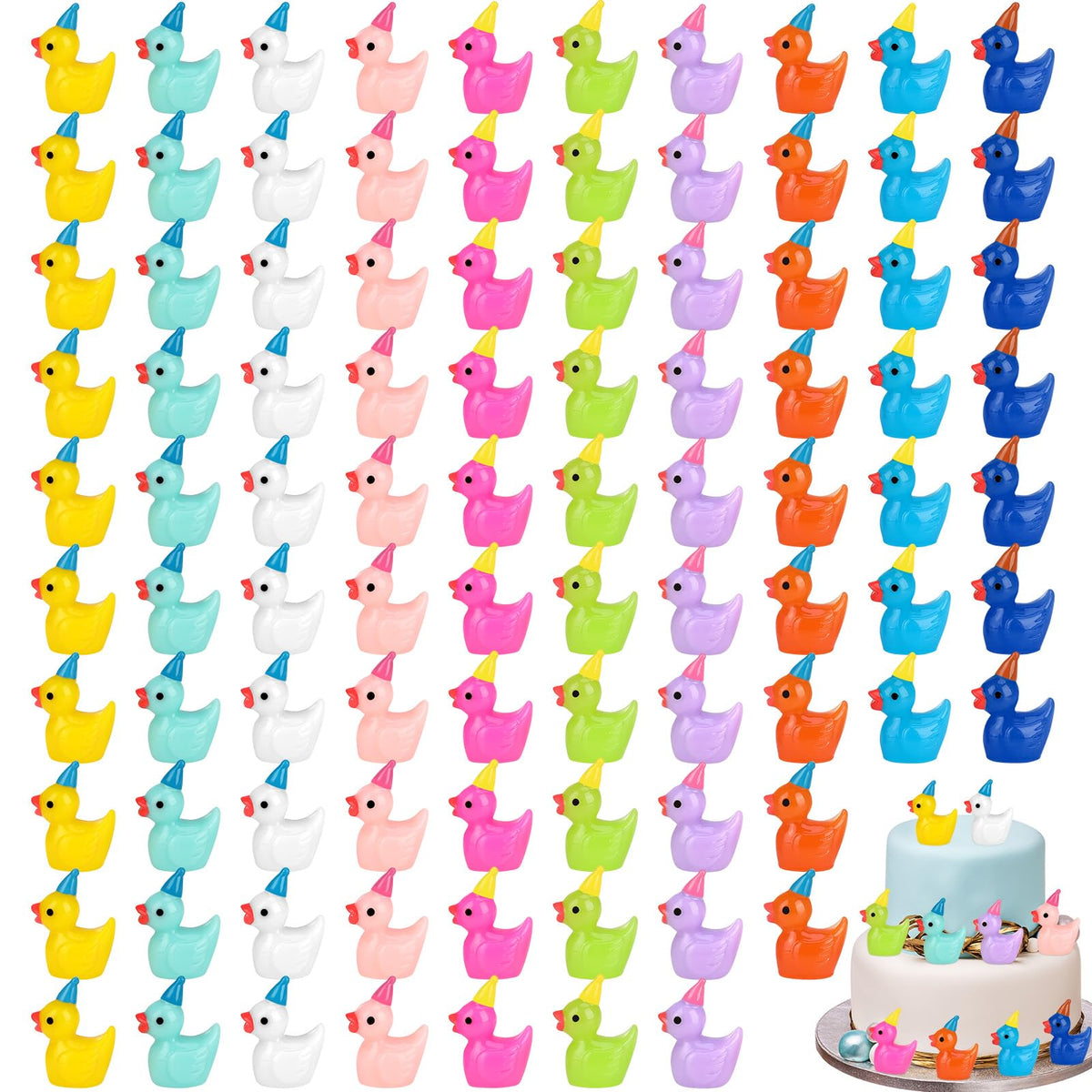 GGSTDDUP mini ducks with party hats for dollhouses and festive displays.