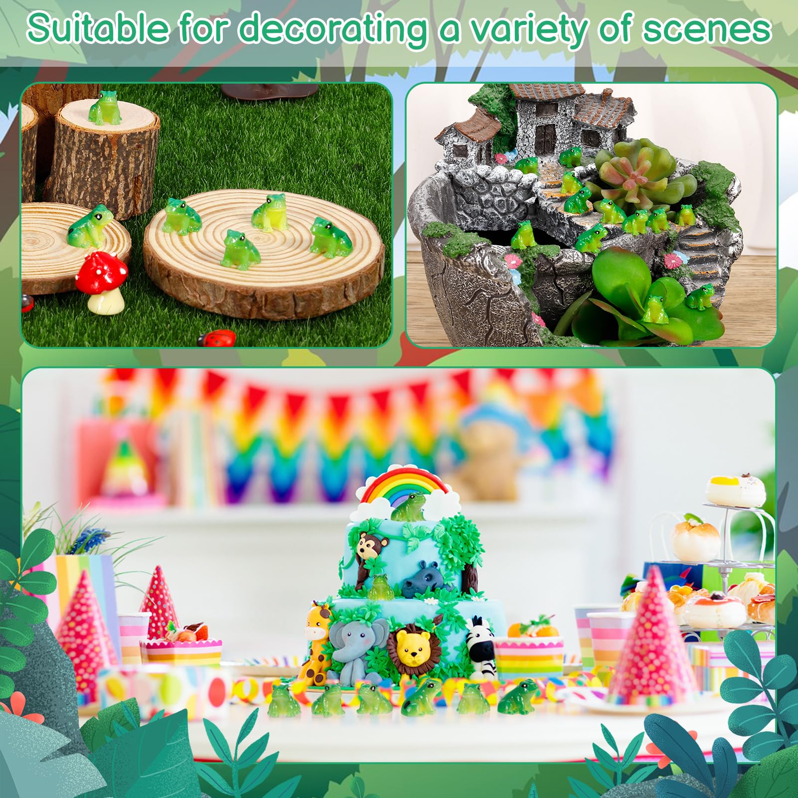GGSTDDUP mini frogs cake decor ideas with non edible toppers.