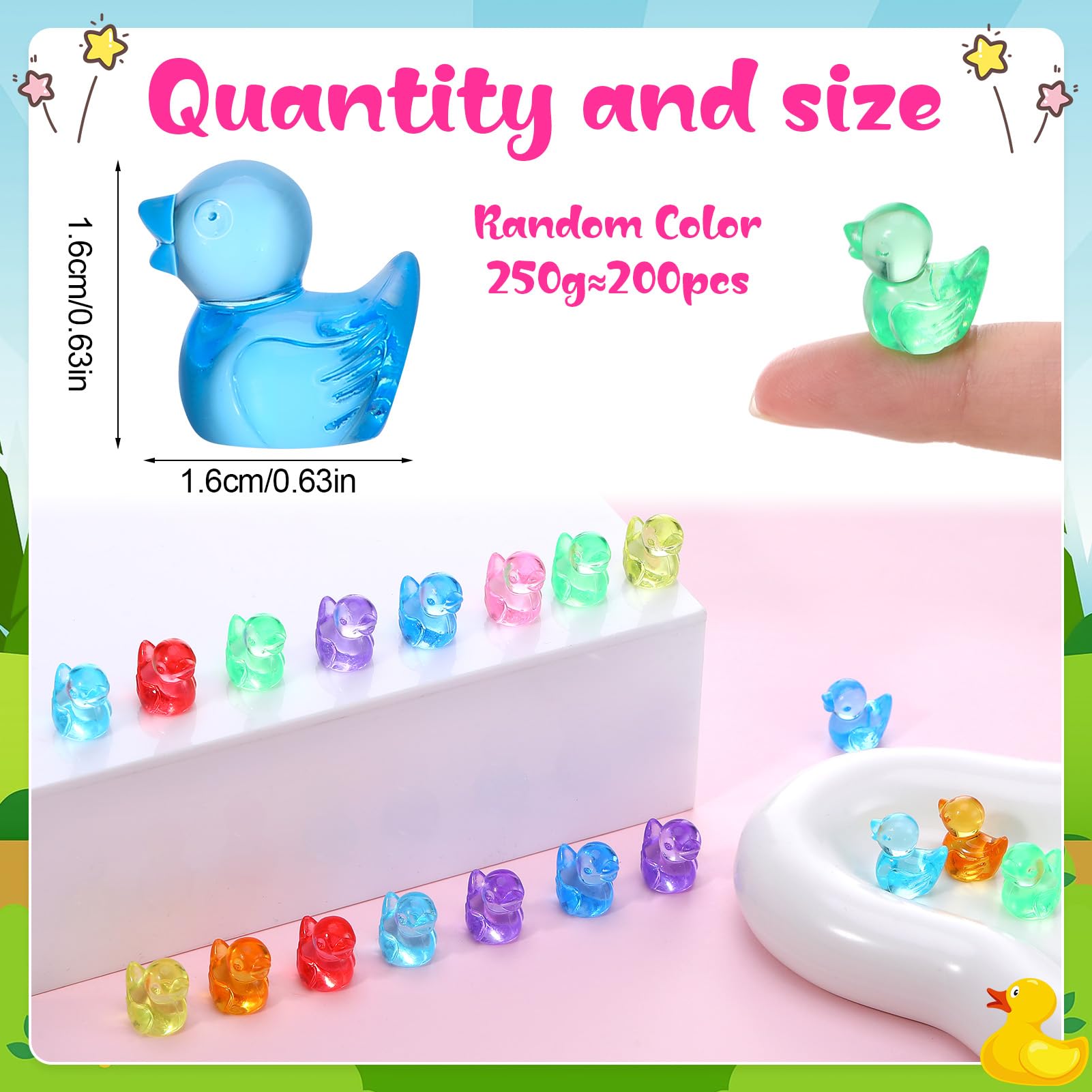 GGSTDDUP resin ducks bright multicolor figures for terrariums and plant pots.
