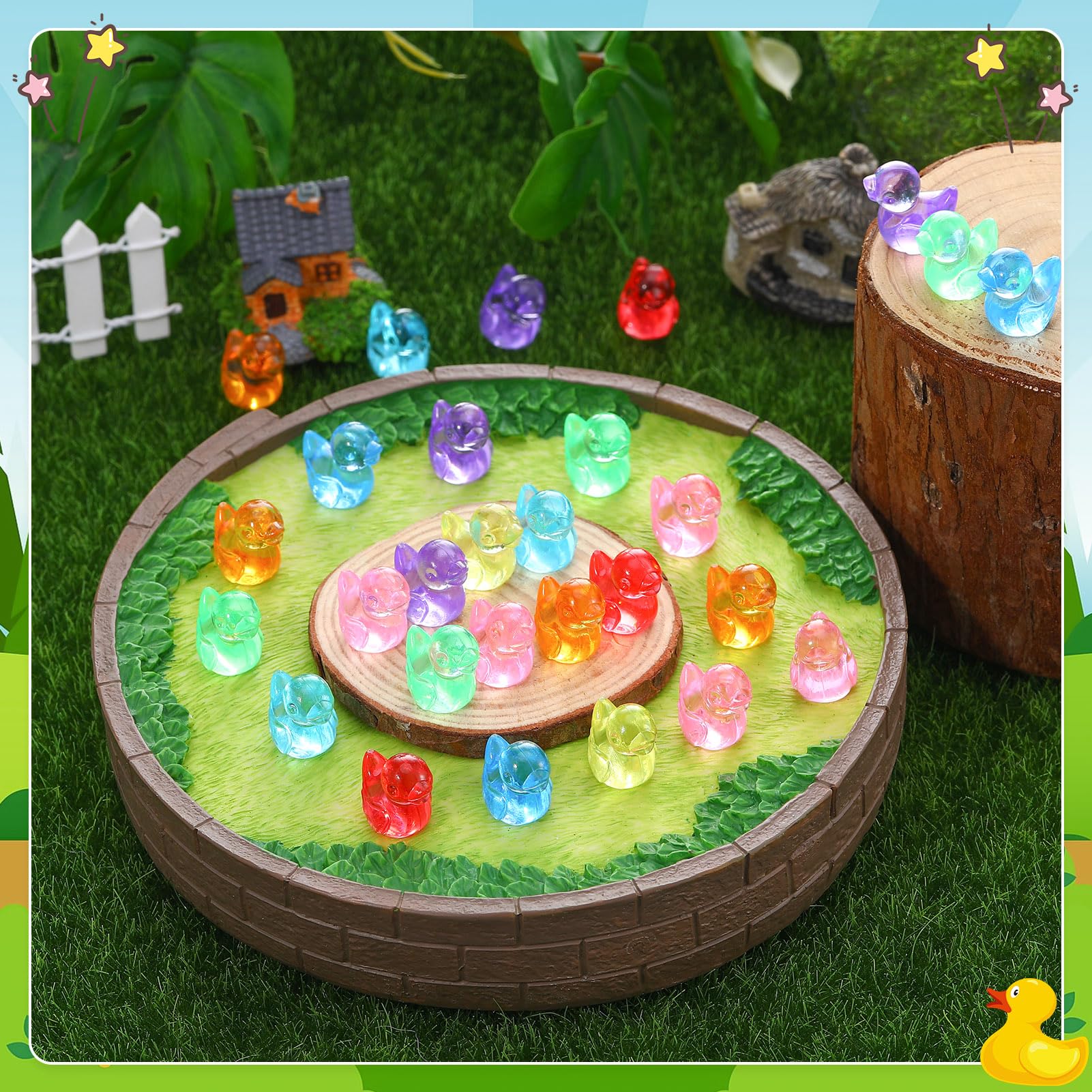 GGSTDDUP mini ducks in assorted hues for DIY crafts and cake toppers.