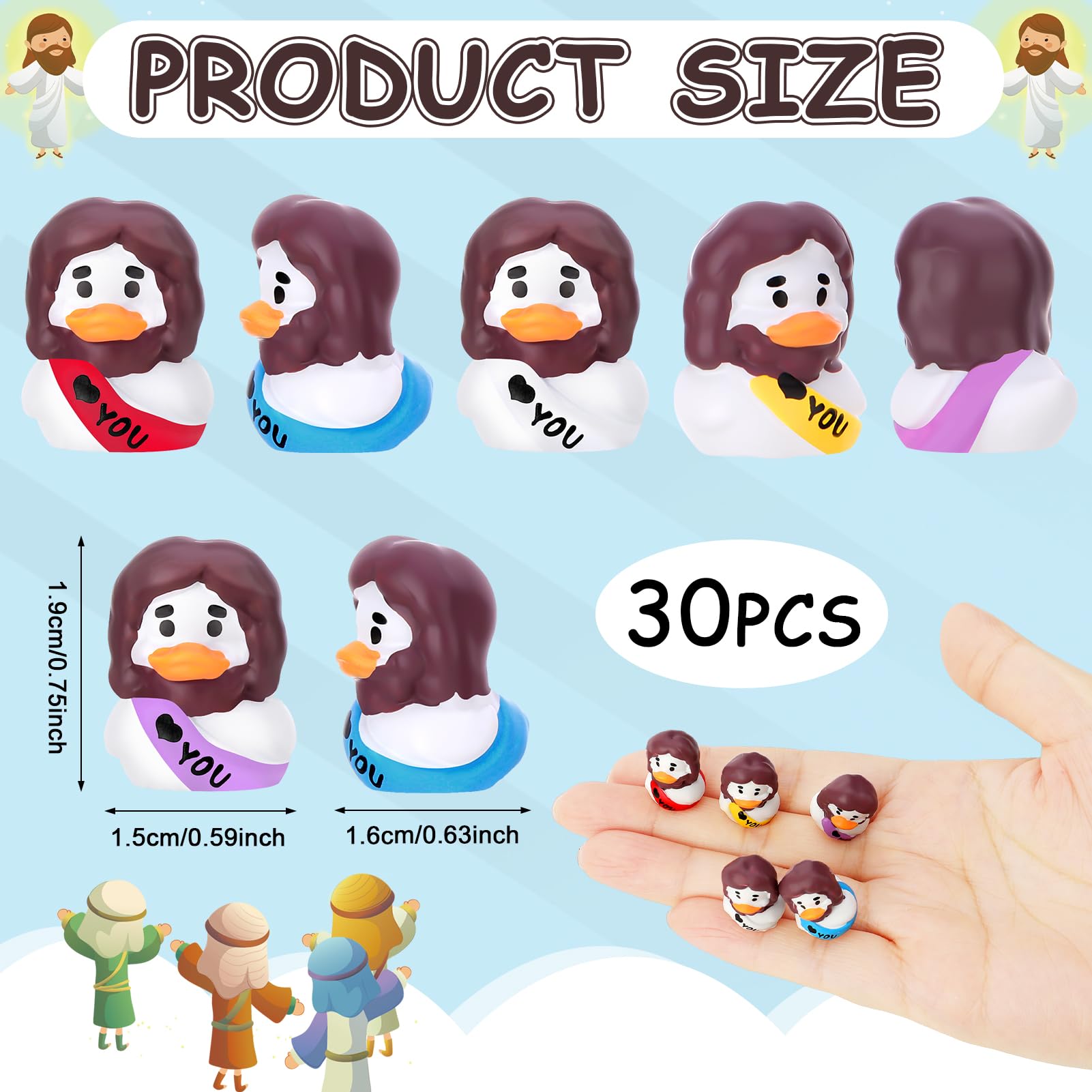 GGSTDDUP white side Jesus duck, sturdy resin for display and crafts.
