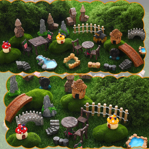GGSTDDUP mushrooms and vintage well accents enhance miniature landscapes
