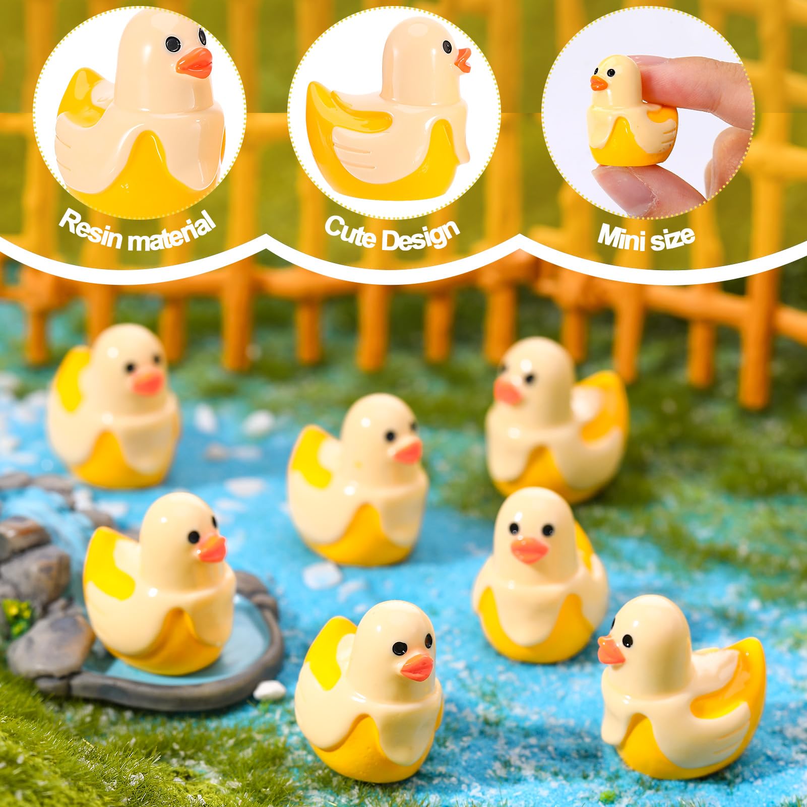 GGSTDDUP resin duck with banana pattern for eye-catching home accents.