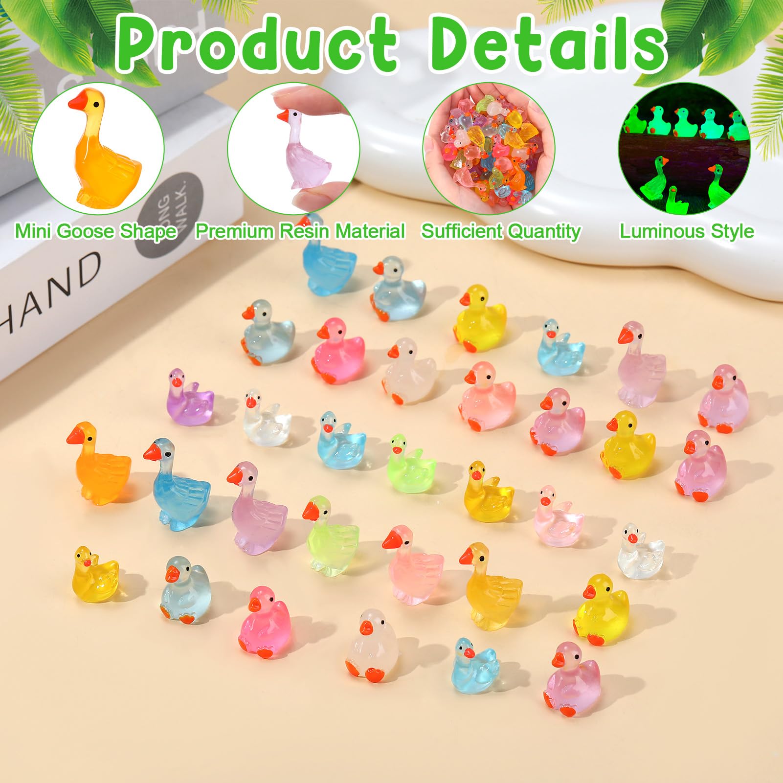 GGSTDDUP resin goose figurines with a glossy finish brighten shelves.