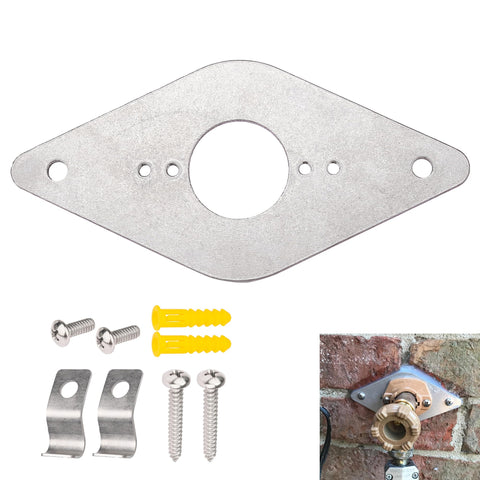 GGTE hose bib mounting plate front view showing durable aluminum for outdoor use