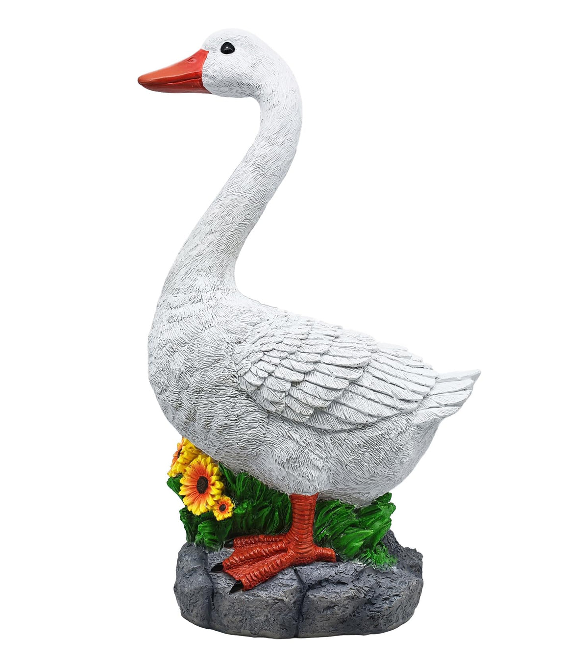 GGTown Clerodendrum Joyful Porch Goose statue front view adds durable charm to outdoor spaces.