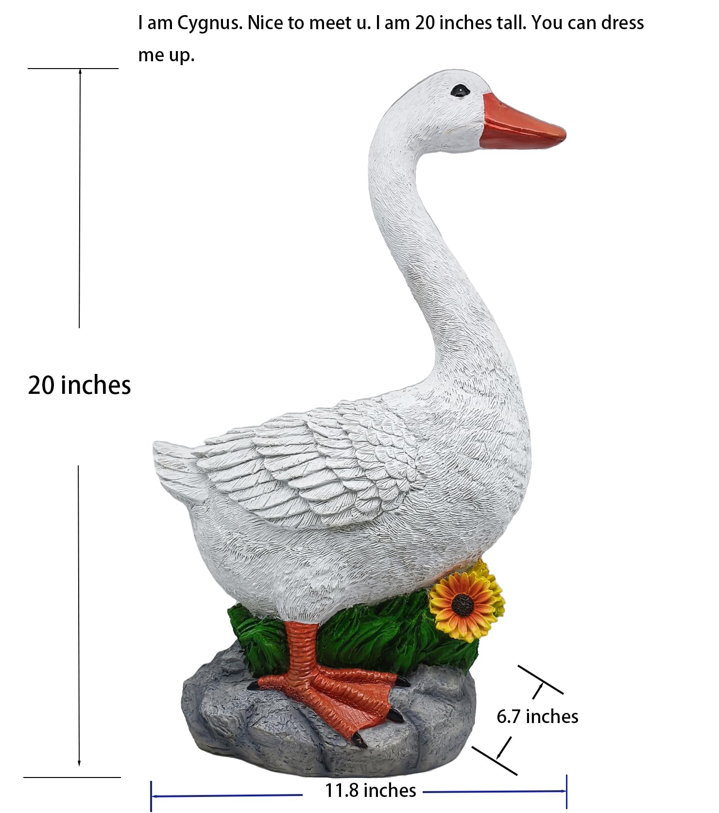 GGTown Clerodendrum goose statue side view stands firmly for year-round yard decor.