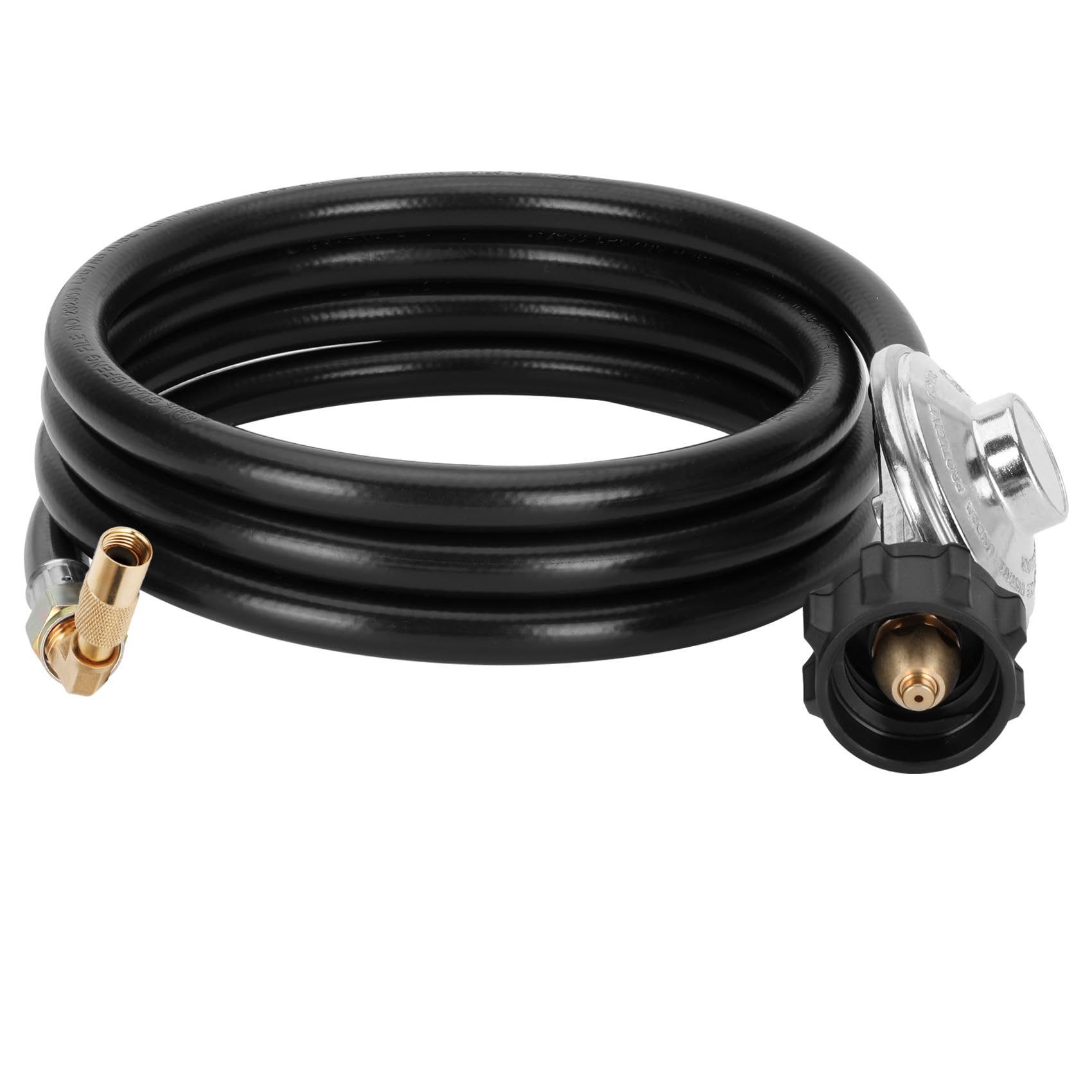 GHAKUTB 5ft hose and regulator connected to Blackstone griddle for reliable propane flow