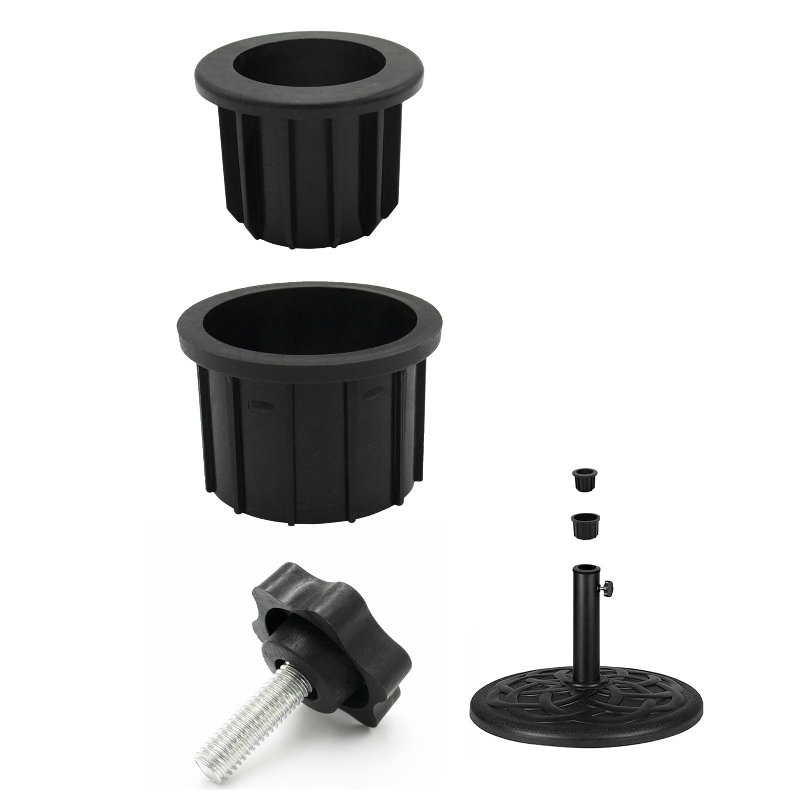 GHAMYEE umbrella base ring plug 3pc kit for secure, wind-ready patio setups.