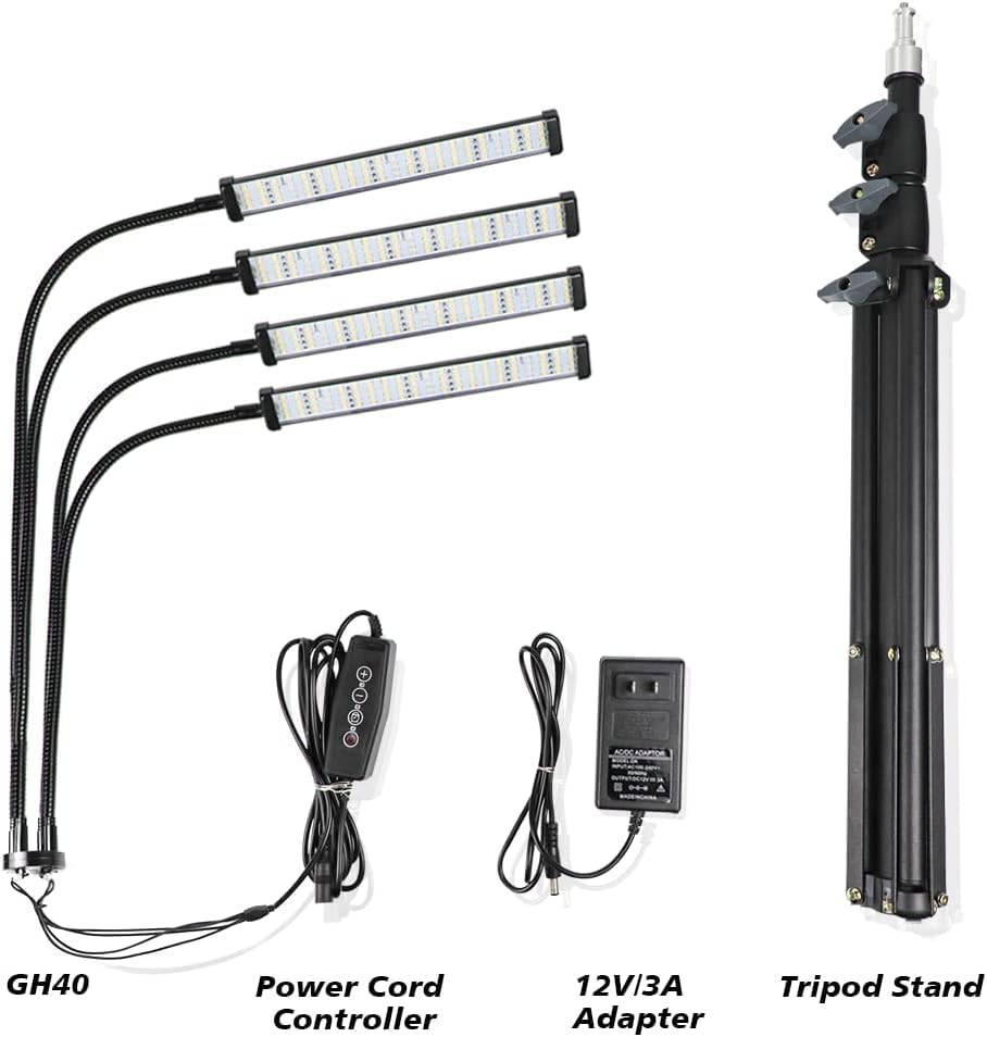 GHodec Grow Light with Stand ideal for indoor greenhouse setups and seedlings.