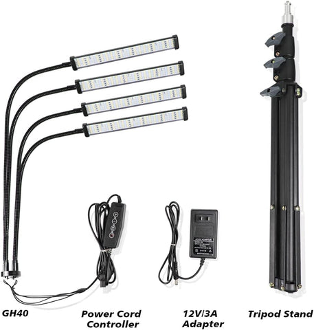 GHodec Grow Light with Stand ideal for indoor greenhouse setups and seedlings.
