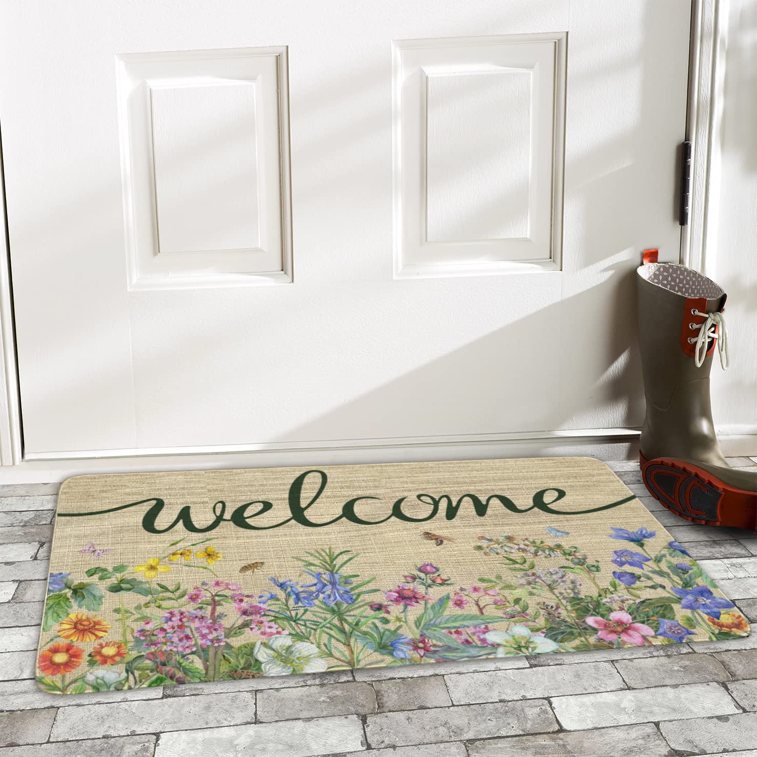Multifunctional farmhouse mat suitable for porch, deck, or patio