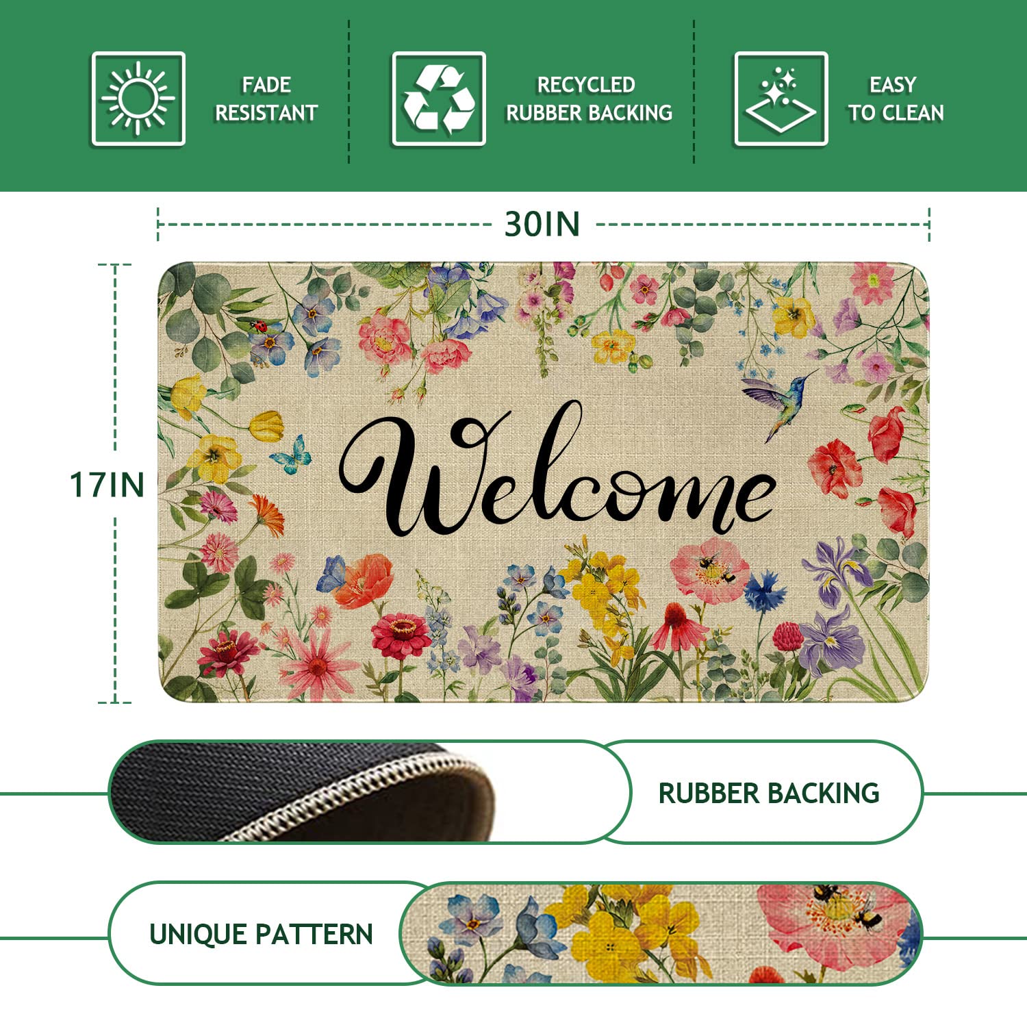 Ghroiep outdoor-indoor floral mat adds charm to any doorway.