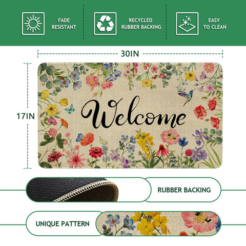Ghroiep outdoor-indoor floral mat adds charm to any doorway.