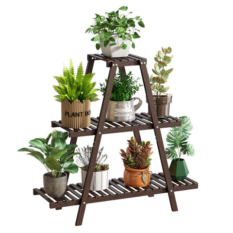 GHWIE bamboo plant stand 3-tier for organized indoor display of plants
