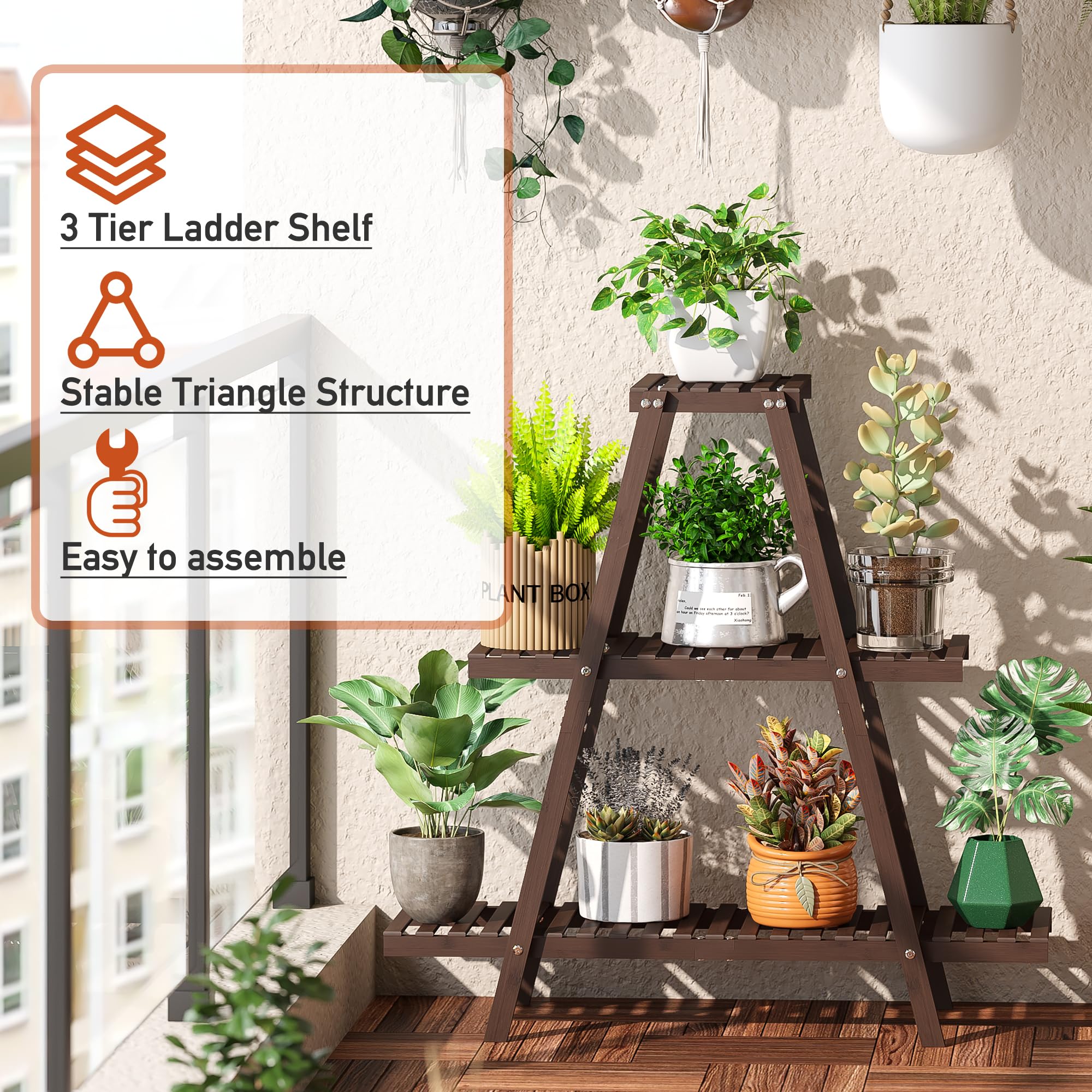 GHWIE greenery display stand on balcony enhances outdoor seating area