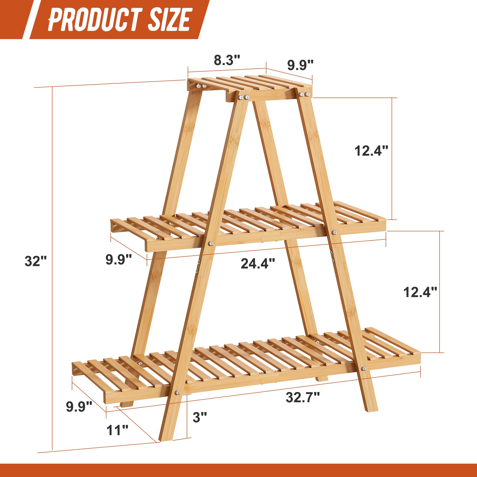 GHWIE greenery display stand enhances home decor with natural bamboo.