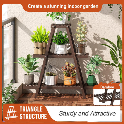 GHWIE ladder plant rack in living room showcasing succulents and greens