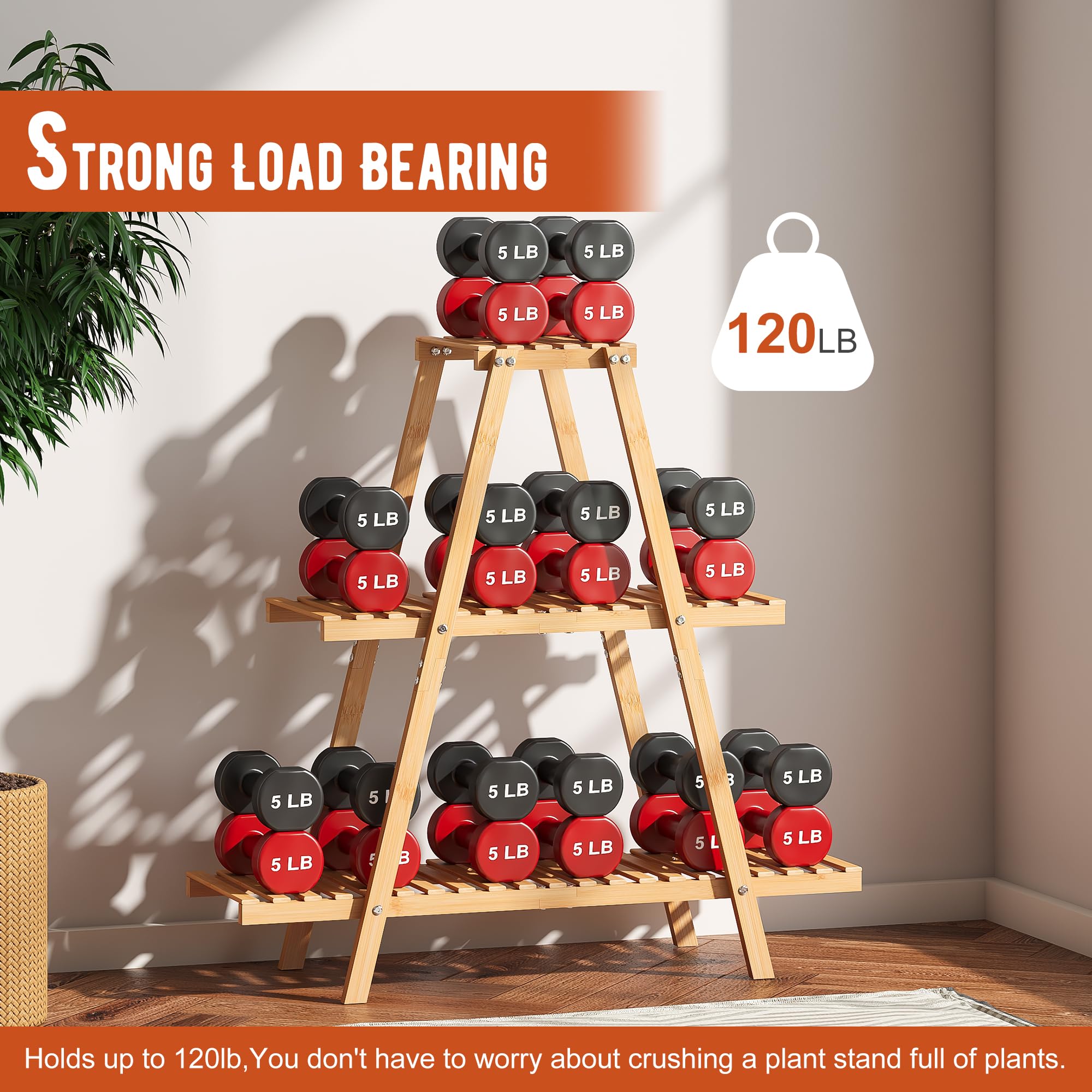 GHWIE ladder-style plant stand with three tiers ideal for herbs.