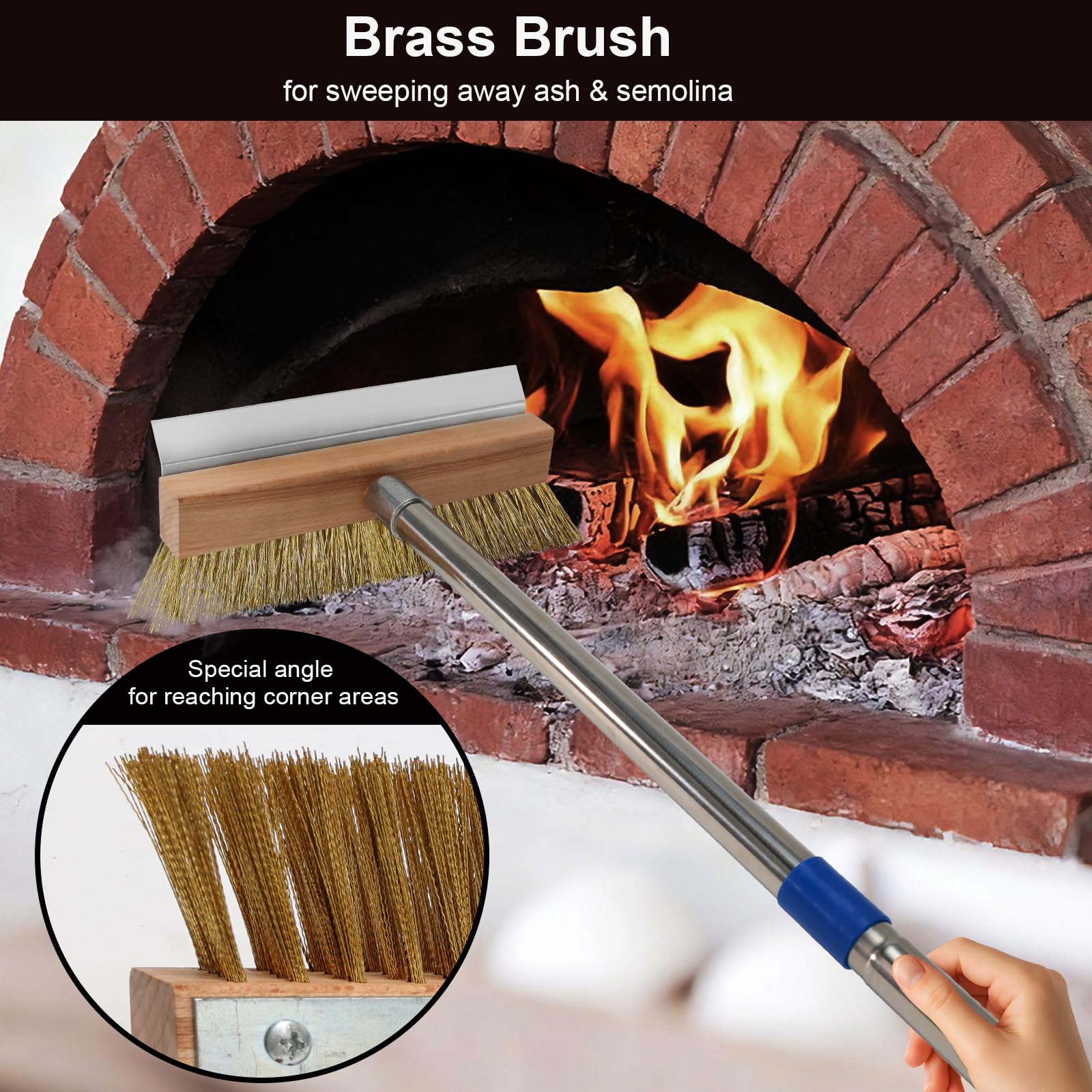 GHWMYD brush back scraper removes stone residue from pizza ovens