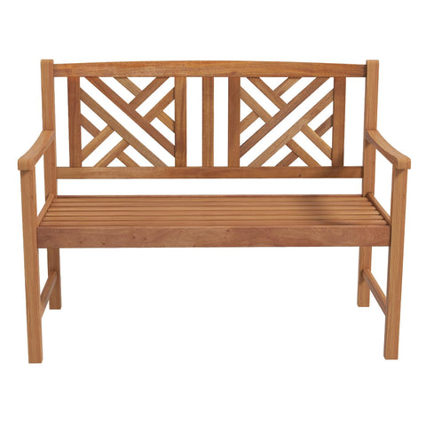 Giantex outdoor bench in acacia wood, two-seat design, durable for patios.