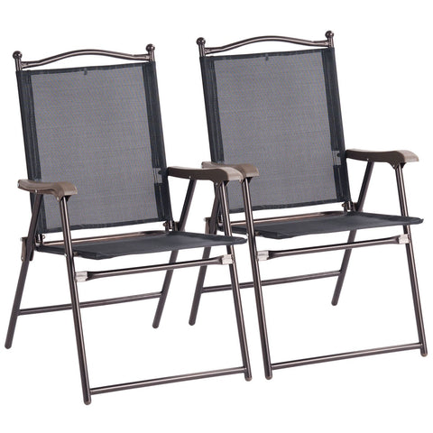Giantex two-chair set with sling back cushions for relaxing outdoor dining.
