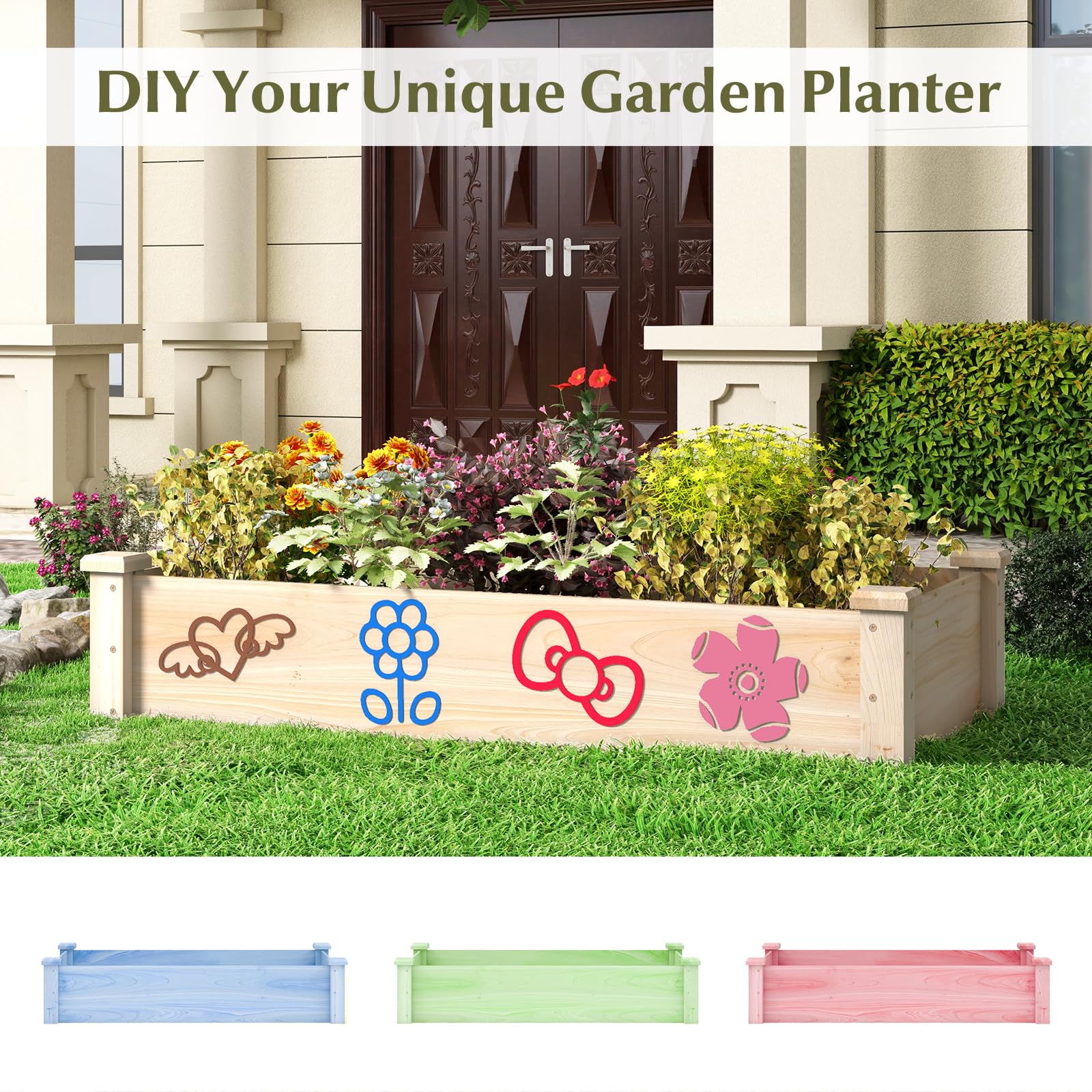 Giantex wooden raised garden bed legs detail shows reinforced corners for stability