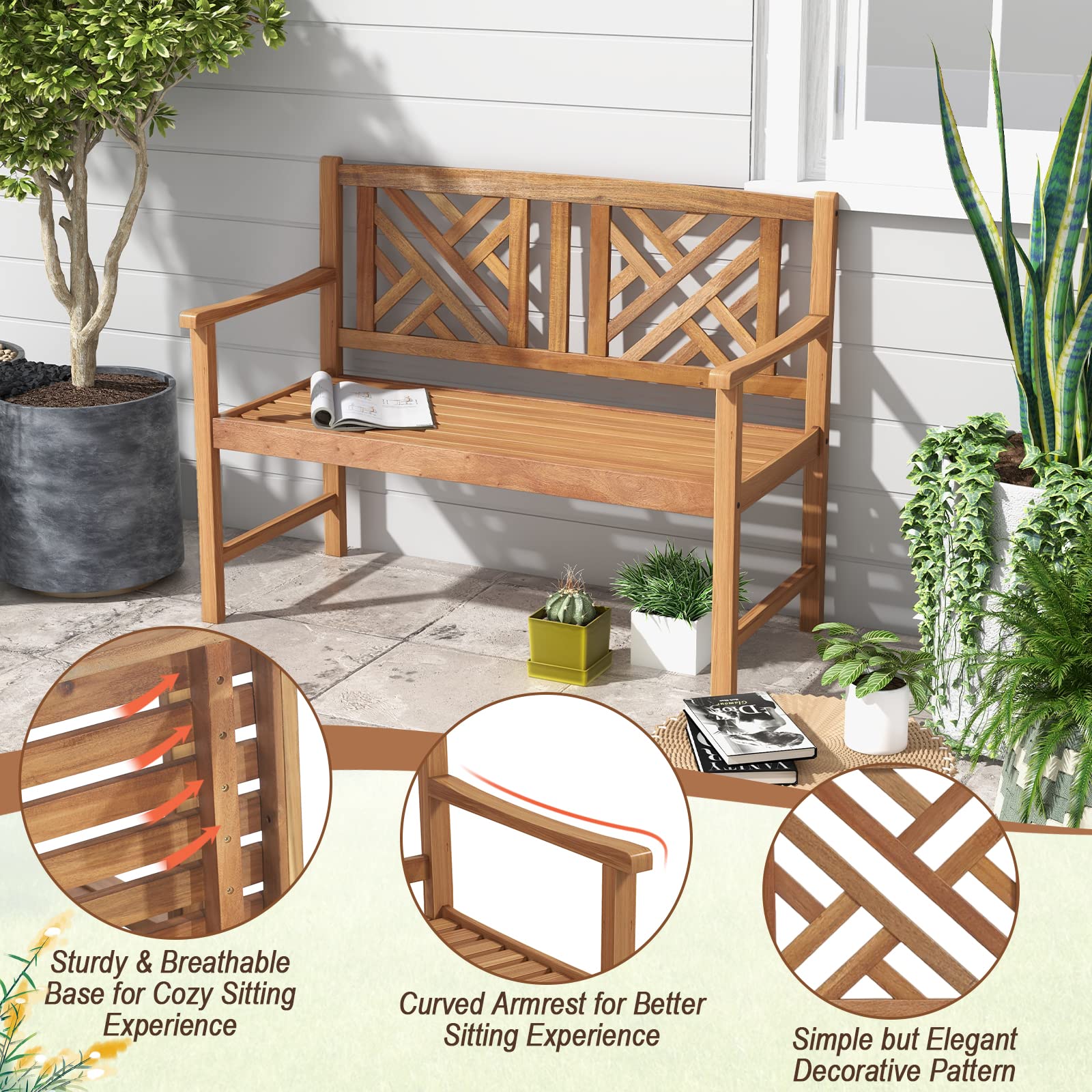 Giantex bench on porch blending with outdoor decor.