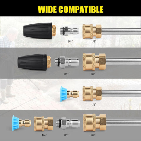 GIANTOOL Turbo Nozzle quick-connects compatible with 1/4 and 3/8 inch hoses.