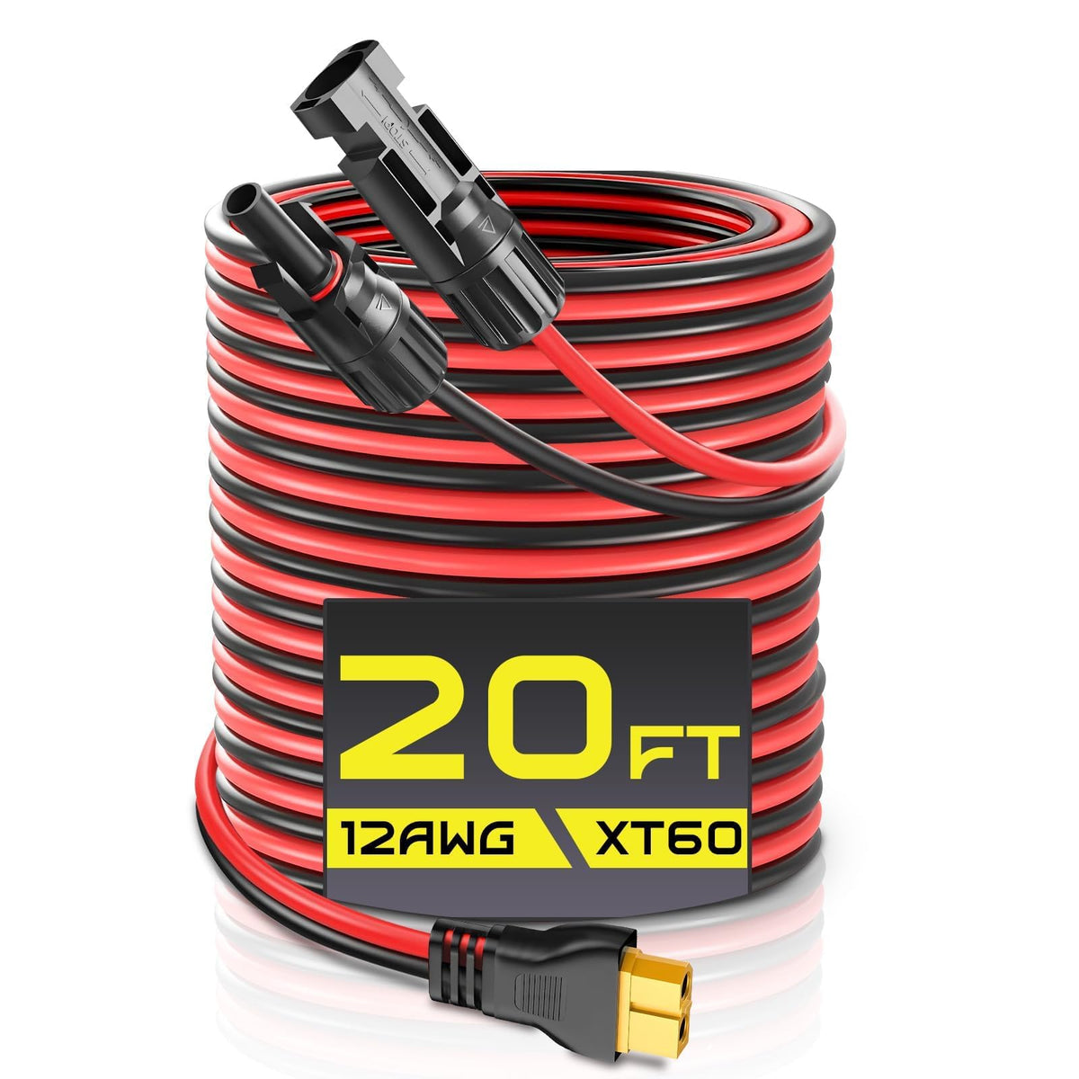 Gibbab solar connector to XT60 20ft cable ready for off-grid charging.