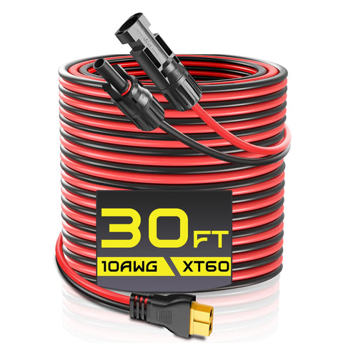 Gibbab XT60 solar cable, 30ft extension for flexible off-grid charging.